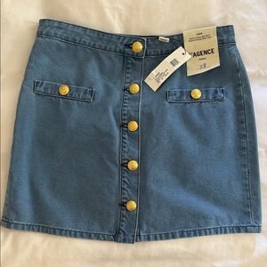 NWT L'AGENCE Kris Blue Button-Front Mini Skirt